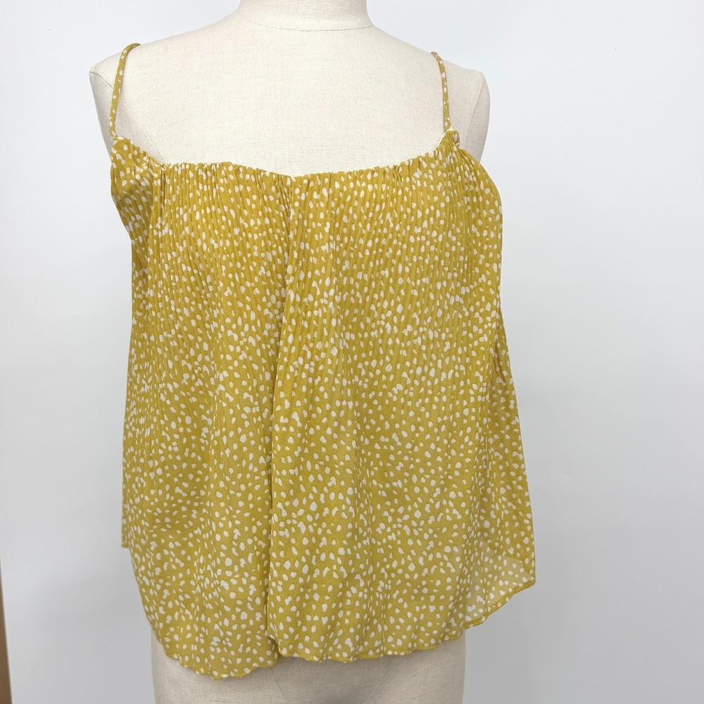 Cortelle‎ Mustard Yellow Pleated Polka Dot Cami Tank Top Size PP Small